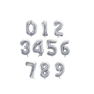 Globo numero metalizado 1 metro plata